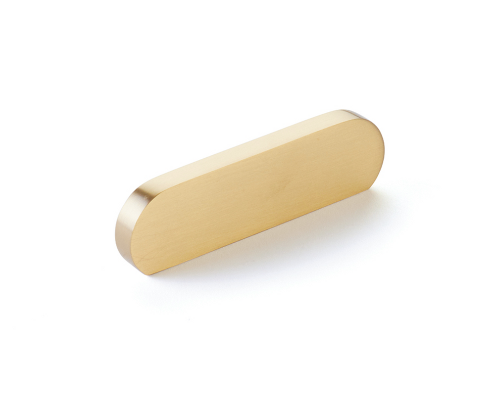 Satin Brass "Bit" Rounded Drawer Pulls and Cabinet Knobs - Euro • Knobs