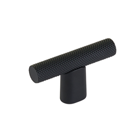 Knurled "Karl" Matte Black Cabinet Knobs and Drawer Pulls - Industry Hardware