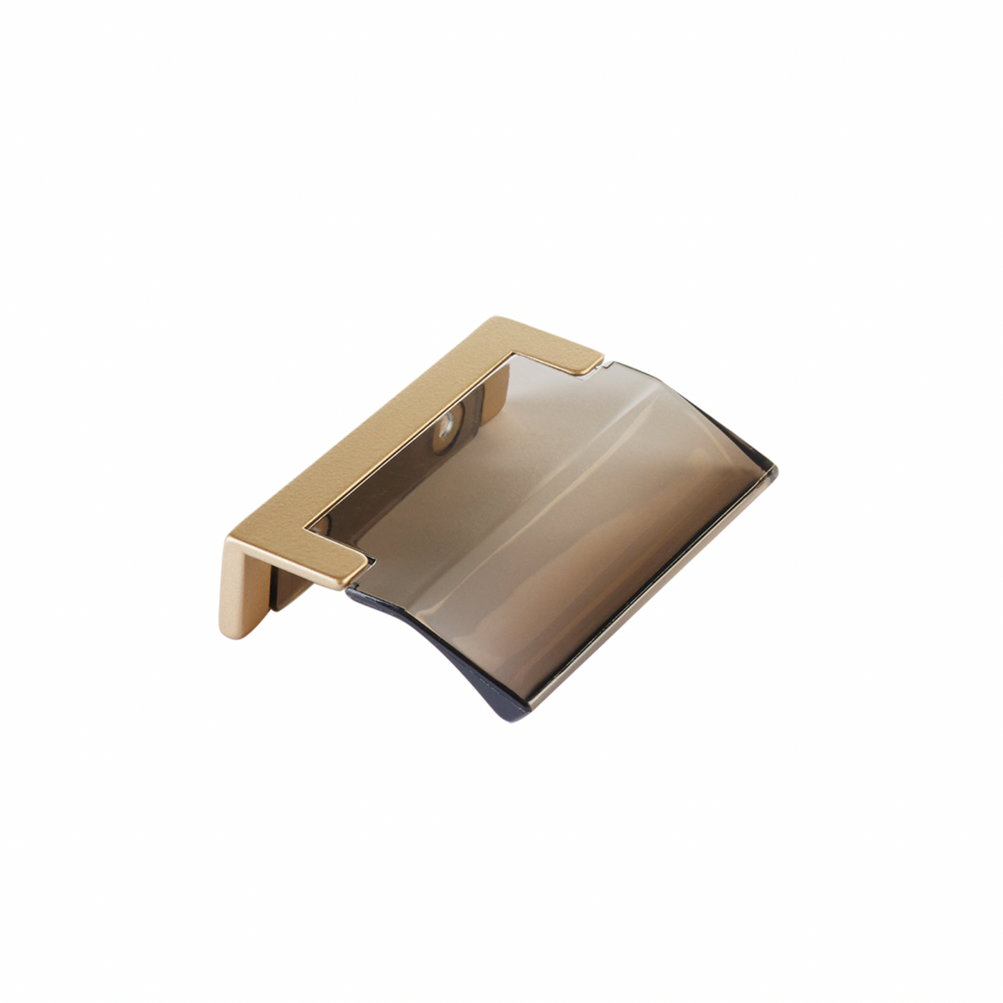 Satin Brass "Ponce" Smoked Glass Edge Drawer Pull - Industry Hardware