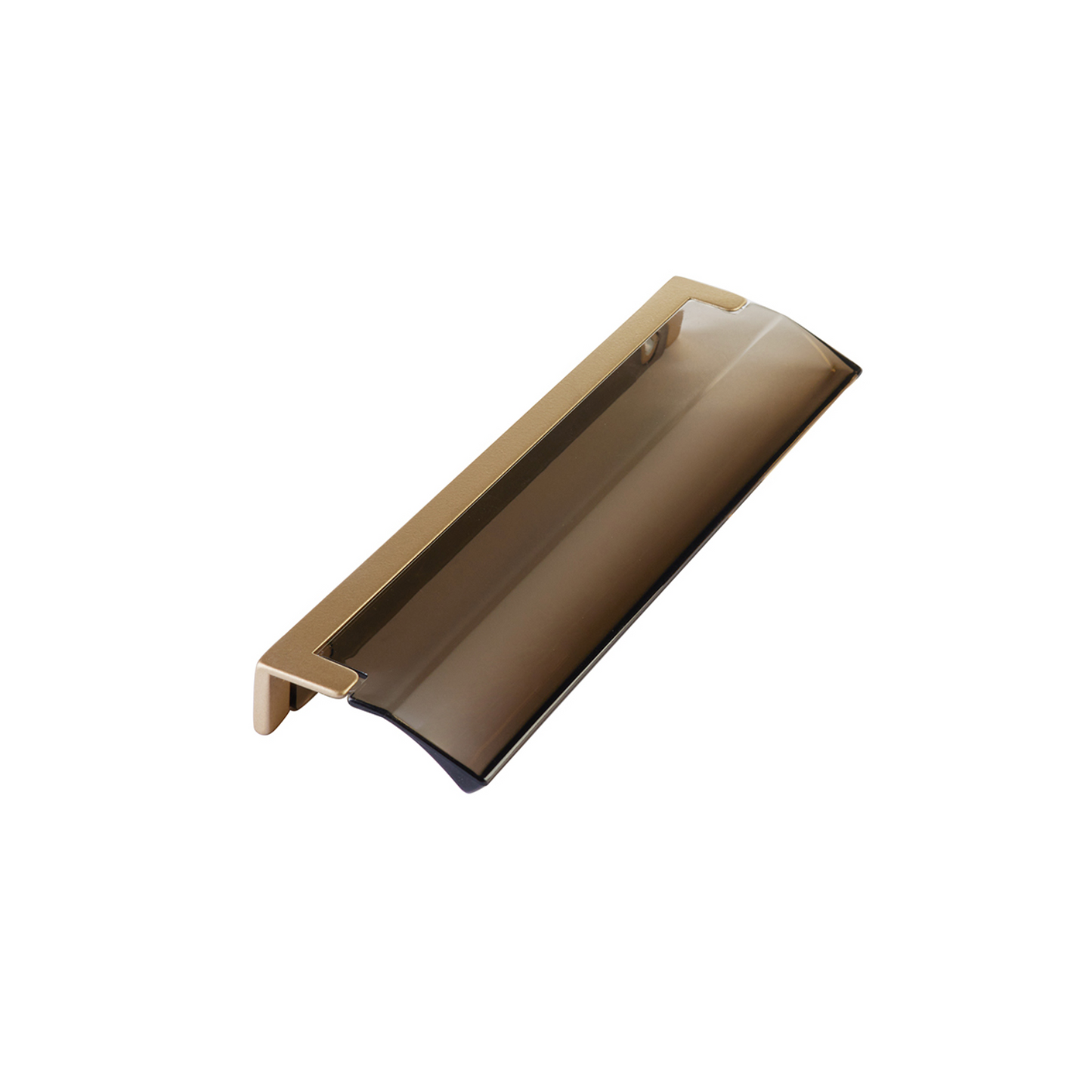 Satin Brass "Ponce" Smoked Glass Edge Drawer Pull - Industry Hardware