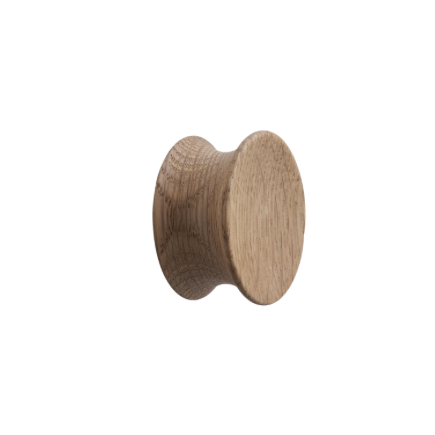 Round Wood "Pulley" Lacquered Oak Cabinet Knob - Euro • Knobs