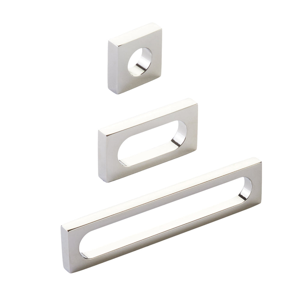 Polished Nickel "Loop" Square Drawer Pulls and Cabinet Knobs - Euro • Knobs