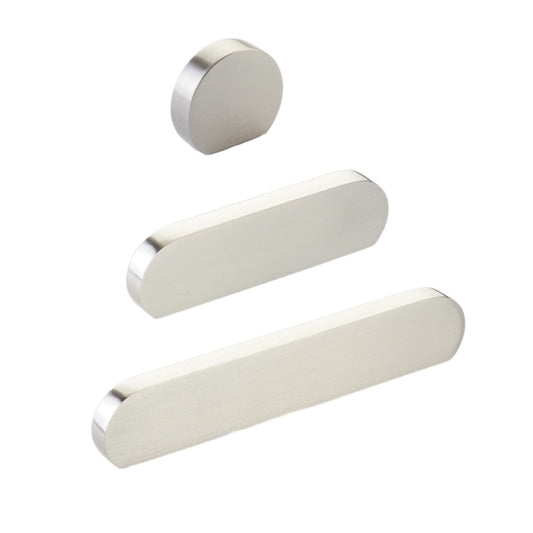 Brushed Nickel "Bit" Rounded Drawer Pulls and Cabinet Knobs - Euro • Knobs