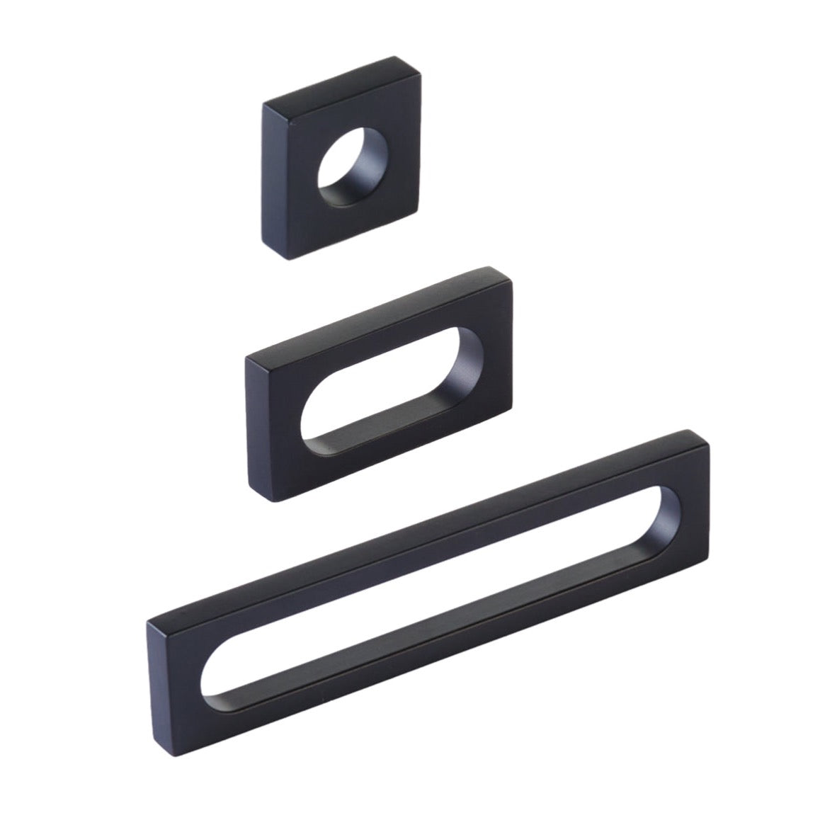 Matte Black "Loop" Square Drawer Pulls and Cabinet Knobs - Euro • Knobs