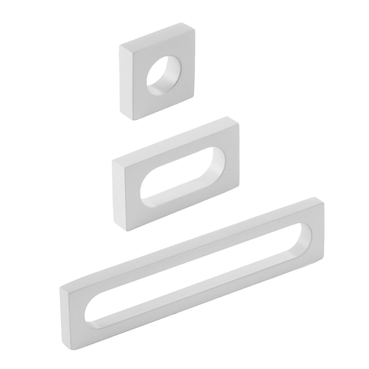 Matte White "Loop" Square Drawer Pulls and Cabinet Knobs - Euro • Knobs