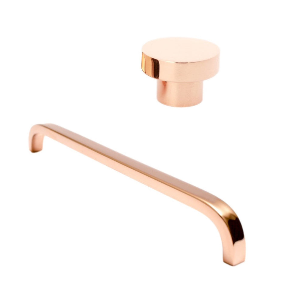 Long Curve Polished Copper Cabinet Drawer Pulls and Closet Handles - Euro • Knobs