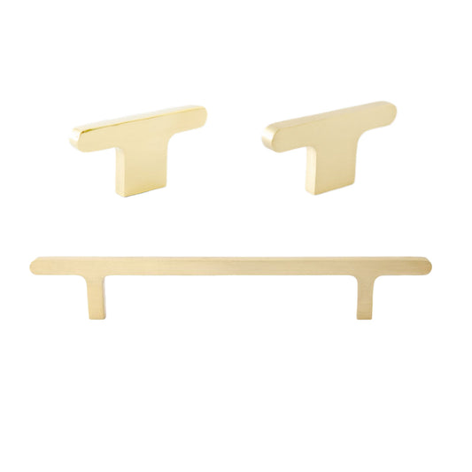 Unlacquered Brass "Level" Cabinet Knobs and Drawer Pulls - Euro • Knobs