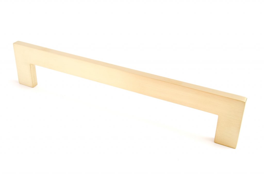 Long Cliff Brushed Brass Cabinet Drawer Pulls and Closet Handles - Euro • Knobs