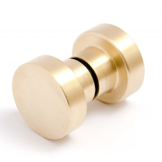 Glass Shower "Spot" Round Brushed Brass Back to Back Door Knob - Euro • Knobs