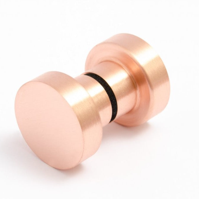 Glass Shower "Spot" Round Brushed Copper Back to Back Door Knob - Euro • Knobs