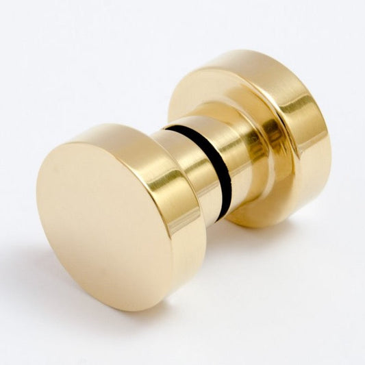 Glass Shower "Spot" Round Polished Brass Back to Back Door Knob - Euro • Knobs