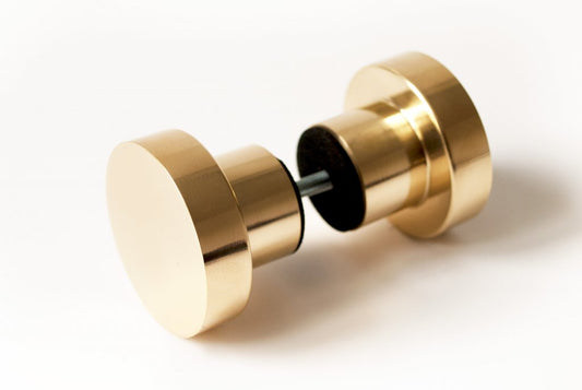 Glass Shower "Spot" Round Polished Brass Back to Back Door Knob - Euro • Knobs