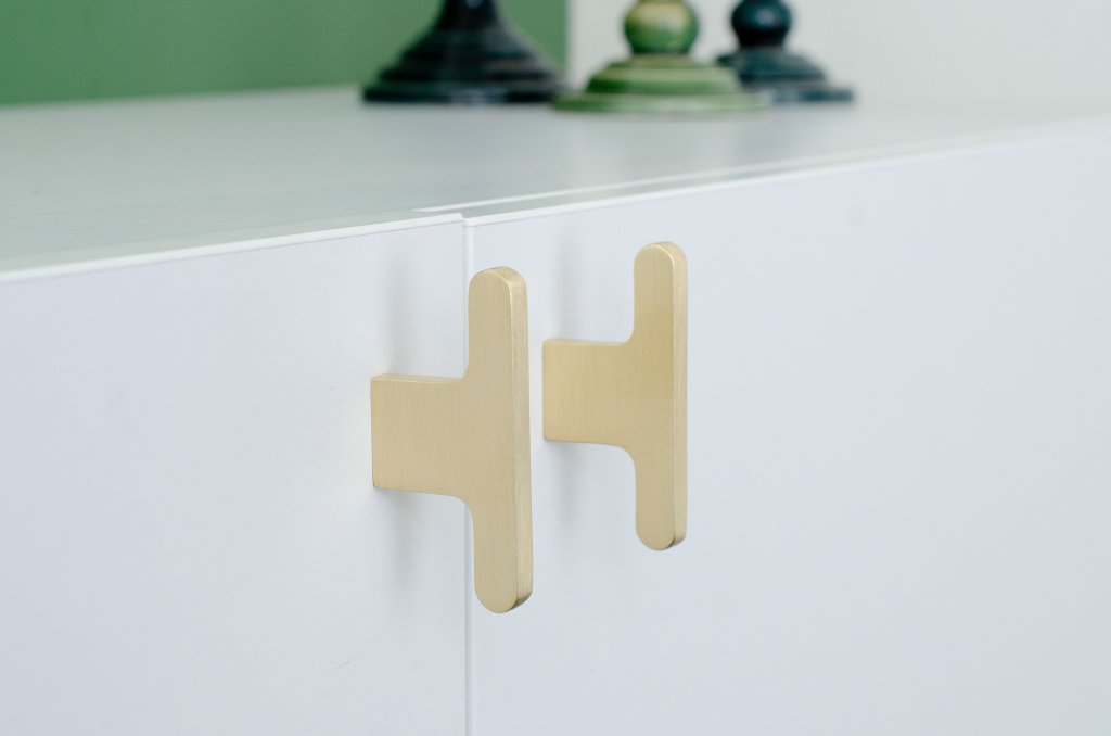 Unlacquered Brass "Level" Cabinet Knobs and Drawer Pulls - Euro • Knobs