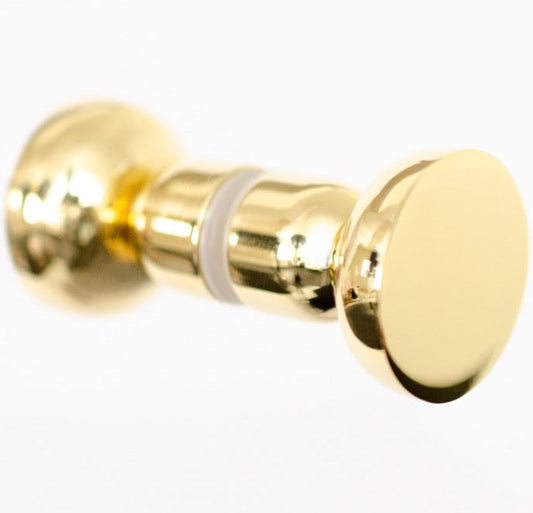 Glass Shower "Pedestal" Round 1-3/16" Polished Brass Back to Back Door Knob - Euro • Knobs