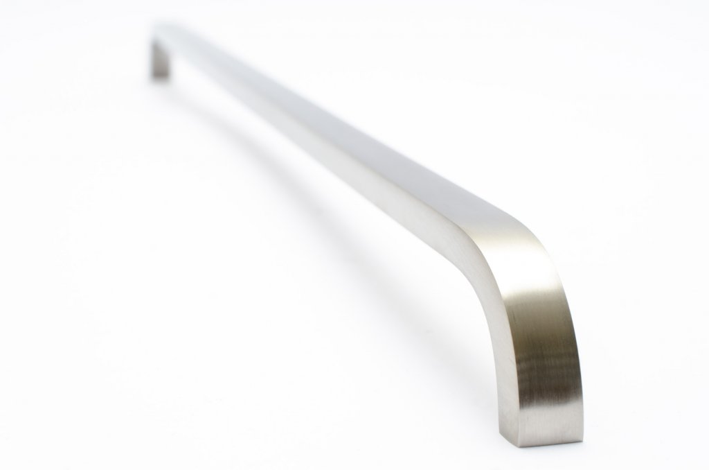 Brushed Nickel "Curve" Cabinet Drawer Pulls and Cabinet Knob - Euro • Knobs