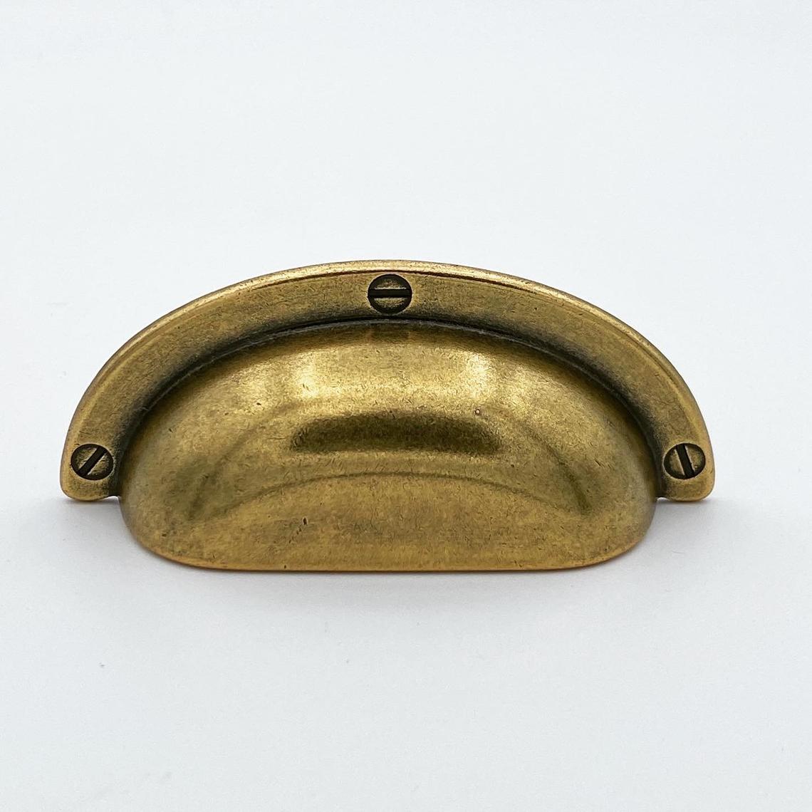 Cup Drawer Pulls "Amalfi" in Antique Brass - Euro • Knobs