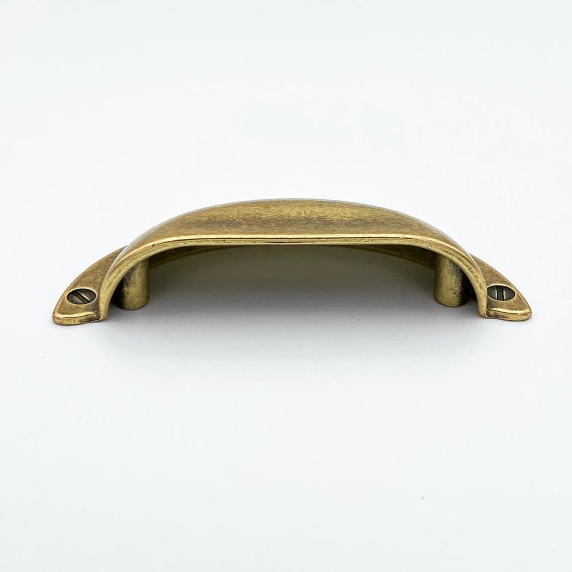 Cup Drawer Pulls "Amalfi" in Antique Brass - Euro • Knobs