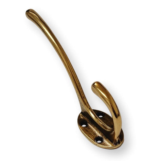 Antique Brass "Capri" Large Modern Wall Hat and Coat Hook - Euro • Knobs