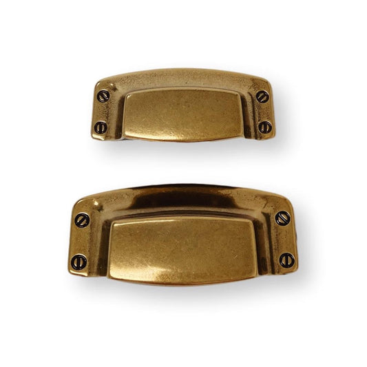 Drawer Cup Pull "Tuscany" in Antique Brass - Brass Cabinet Hardware - Euro • Knobs