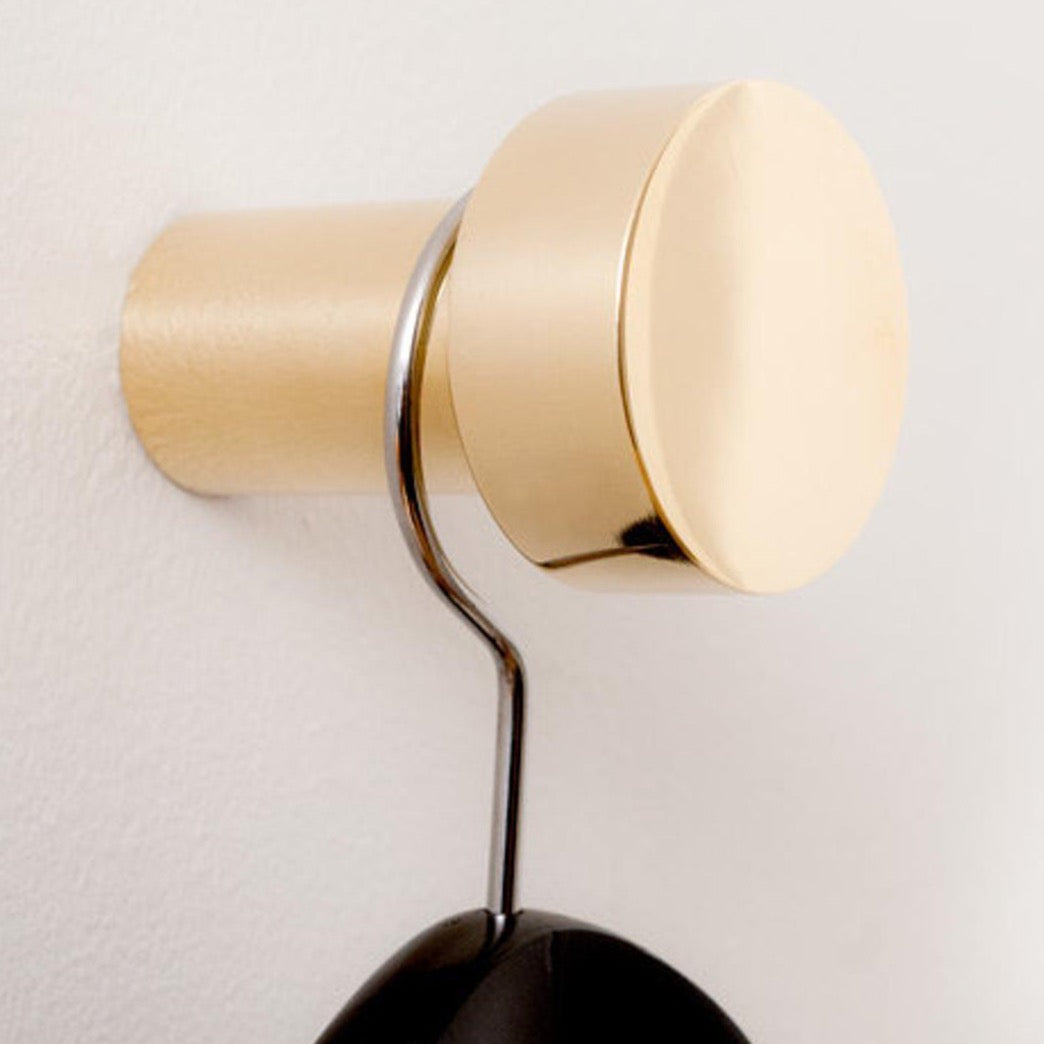 Modern "Dot" Round Wall Hook in Polished Brass - Euro • Knobs