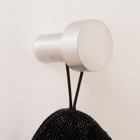 Modern "Dot" Round Wall Hook in Brushed Nickel - Euro • Knobs