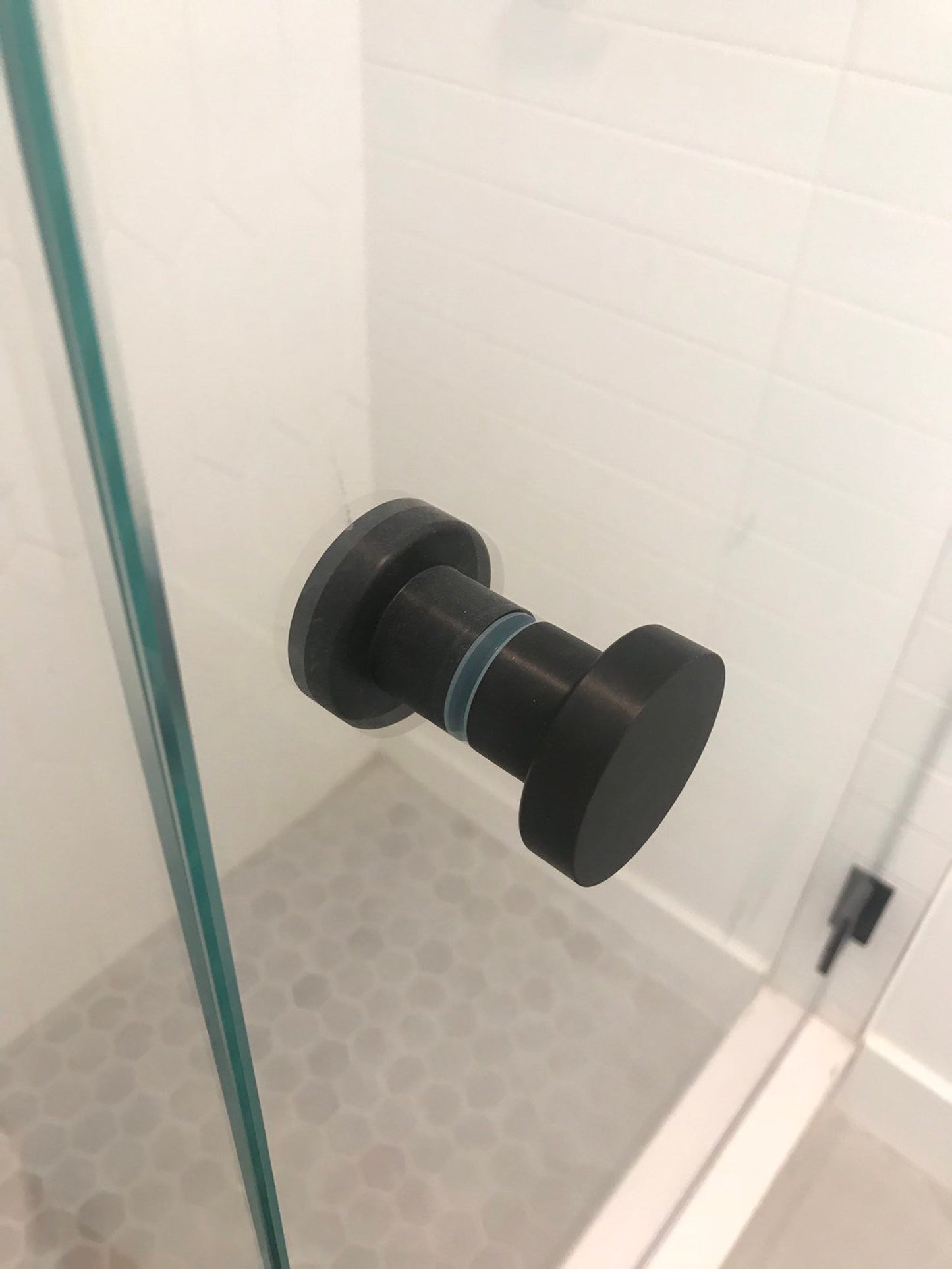 Glass Shower "Spot" Round Matte Black Back to Back Door Knob - Euro • Knobs