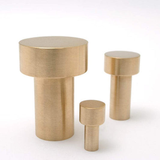 Modern "Dot" Round Wall Hook in Brushed Brass - Euro • Knobs