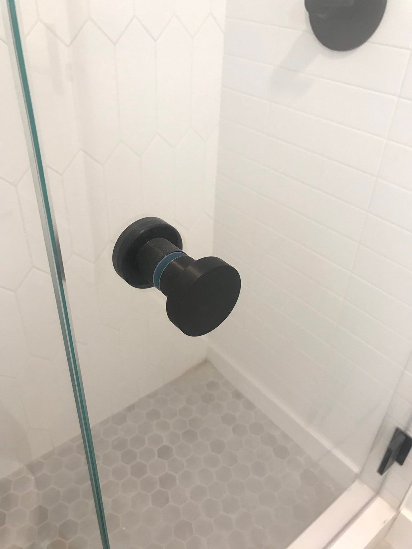 Glass Shower "Spot" Round Matte Black Back to Back Door Knob - Euro • Knobs