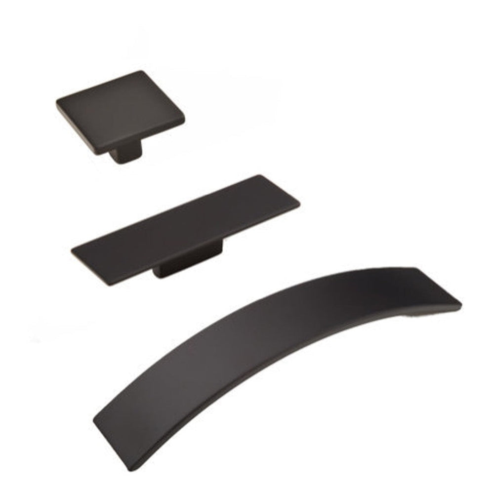 Matte Black "Armand" Square Drawer Pulls and Cabinet Knobs - Euro • Knobs