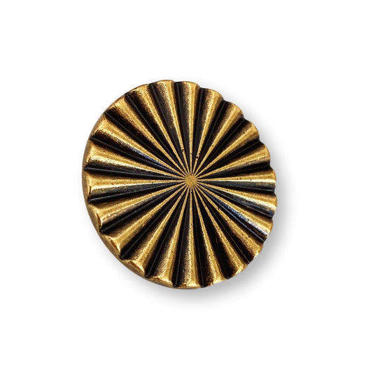 Reeded Antique Brass "Daisy" Round Cabinet Knob - Euro • Knobs