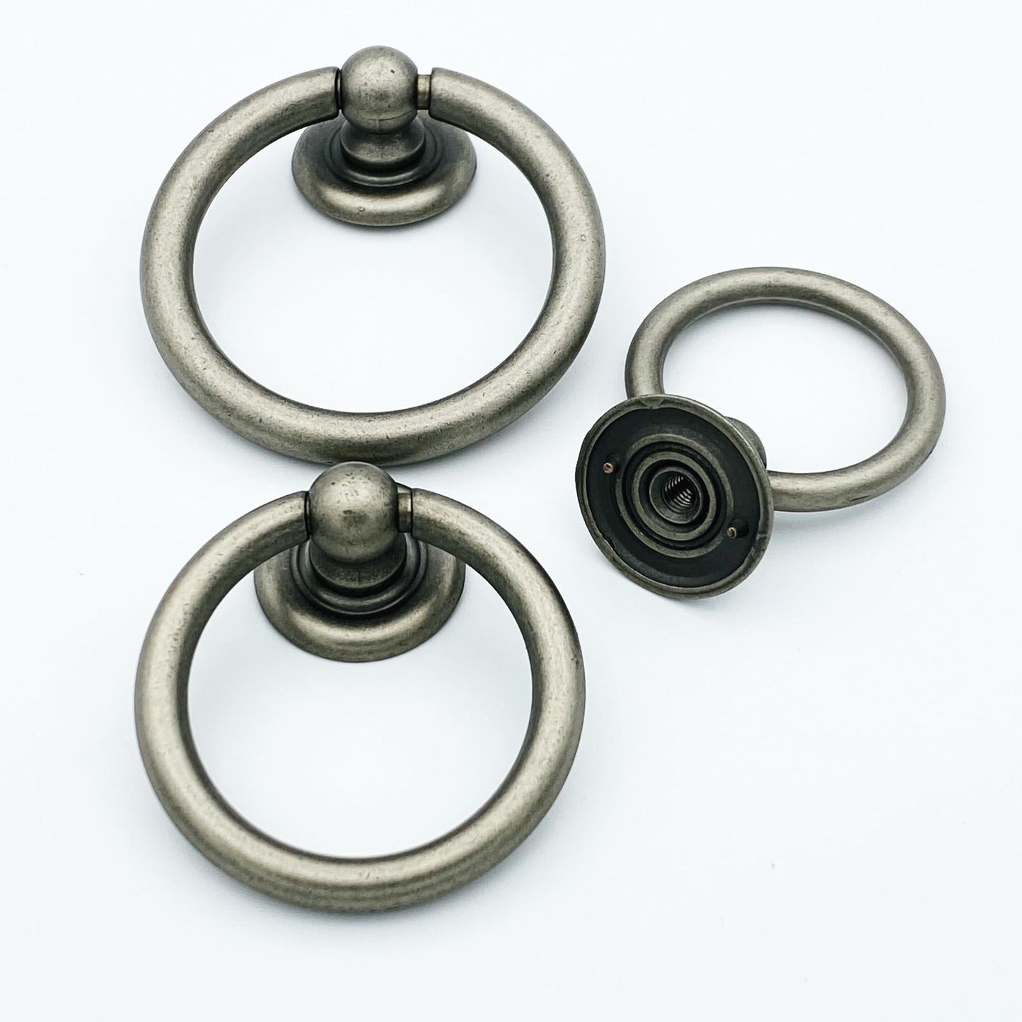 Plain Antique Silver Ring Pulls Hardware Cabinet Pull Drawer Pull - Euro • Knobs