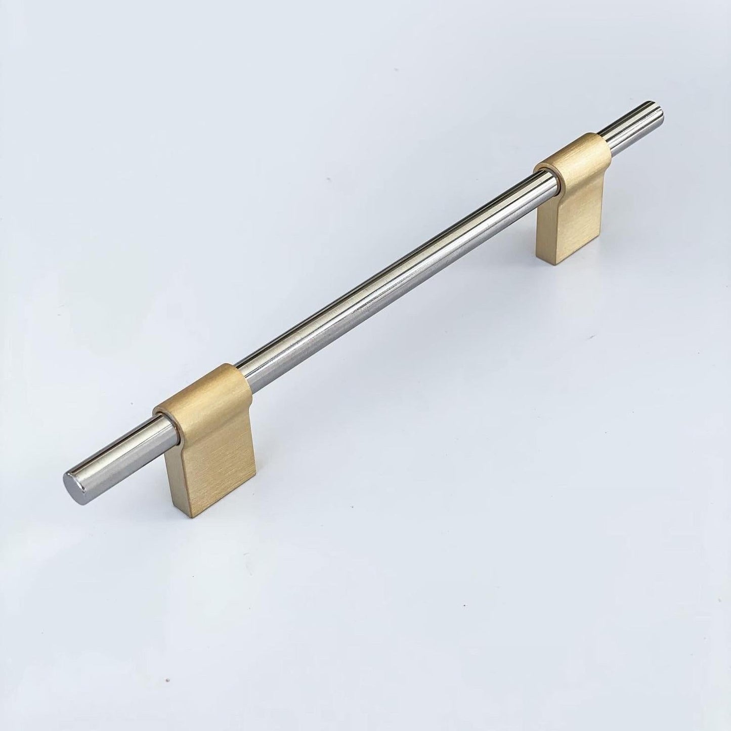 T-Bar "Line" Brushed Brass and Polished Nickel Drawer Pulls Cabinet Hardware - Euro • Knobs