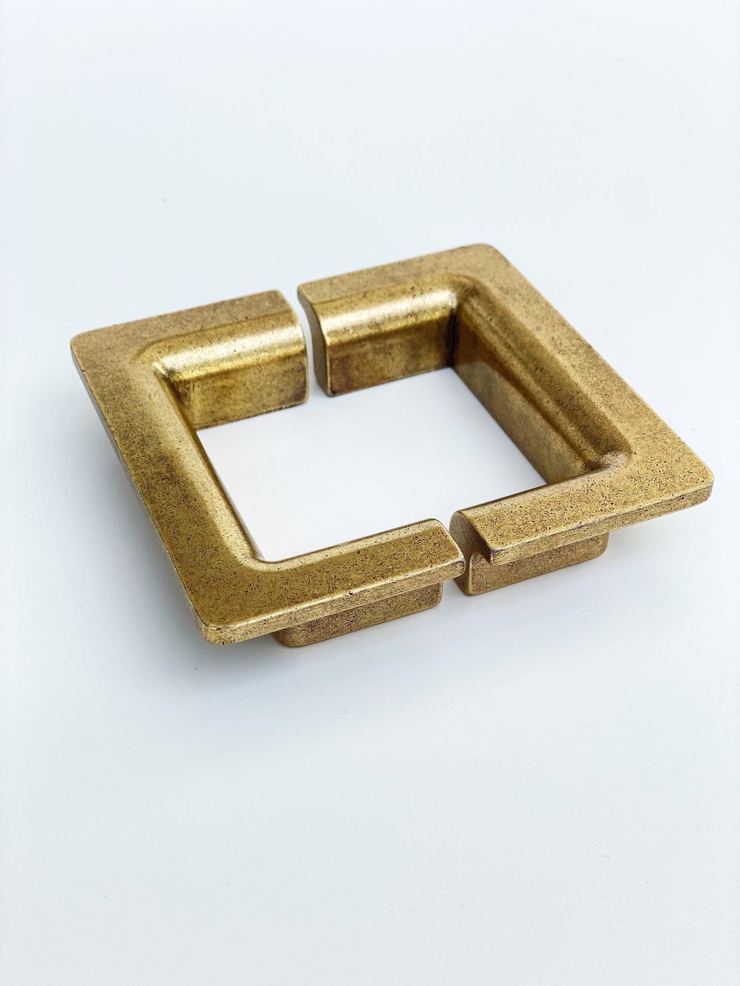 Soho Aged Brass Half-Square Drawer Handles - Forge Hardware Studio