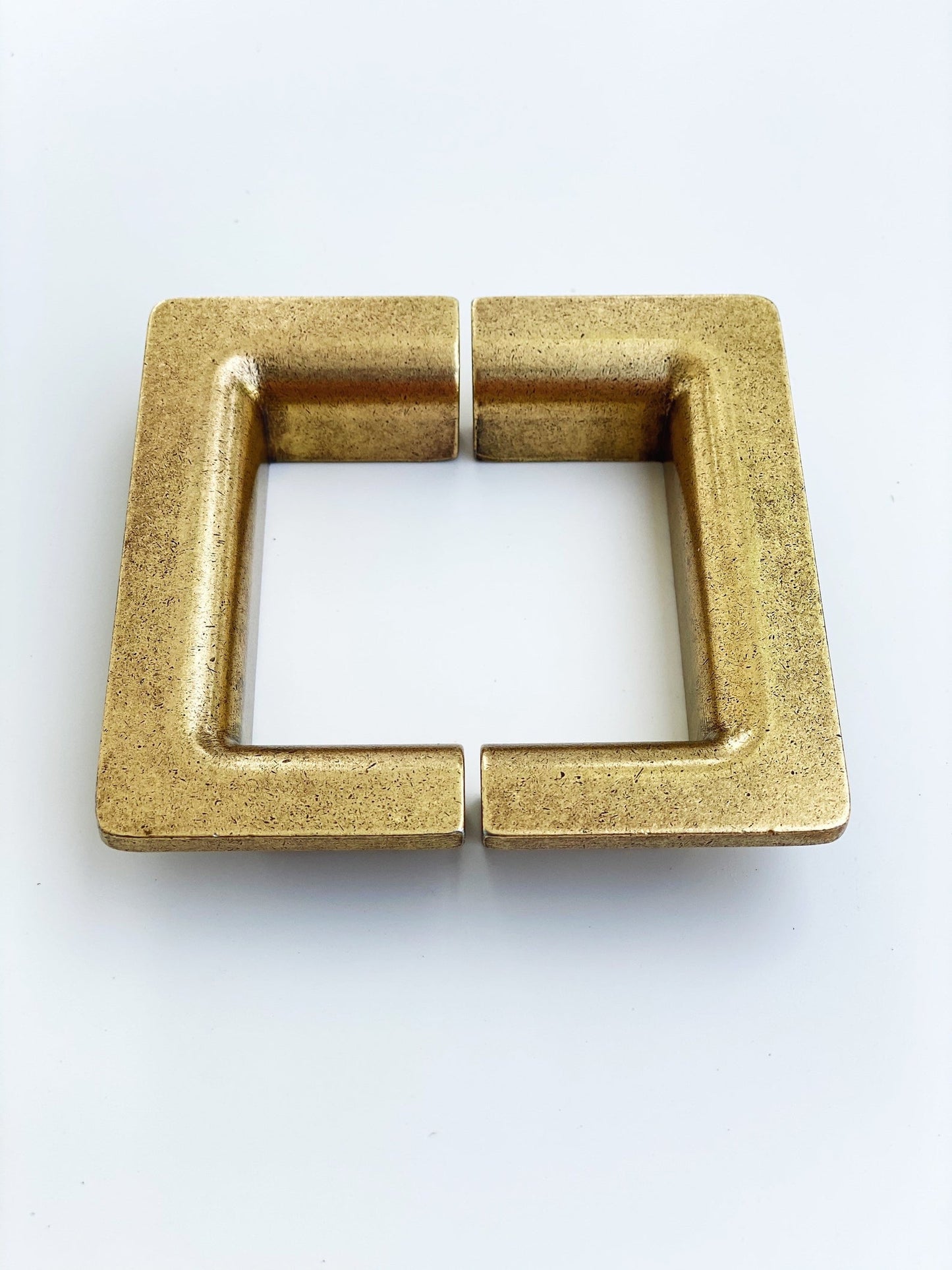 Soho Aged Brass Half-Square Drawer Handles - Forge Hardware Studio