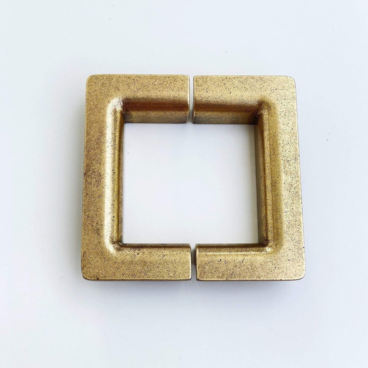 Soho Aged Brass Half-Square Drawer Handles - Forge Hardware Studio