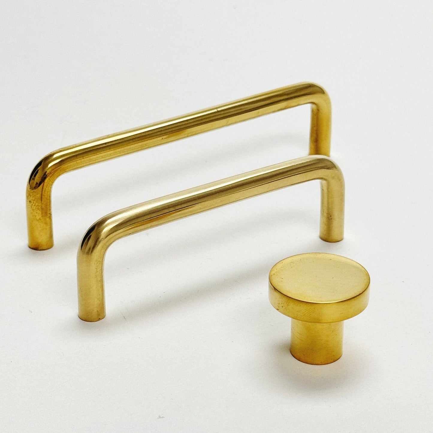 Unlacquered Brass "Patina" Cabinet Knob and Wire Drawer Pulls - Forge Hardware Studio