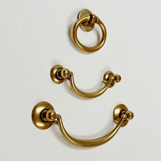 Brass Ring Pulls "Bail" Antique Brass Hardware - Euro • Knobs