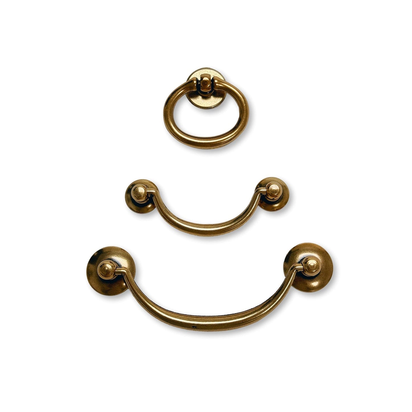 Brass Ring Pulls "Bail" Antique Brass Hardware - Euro • Knobs