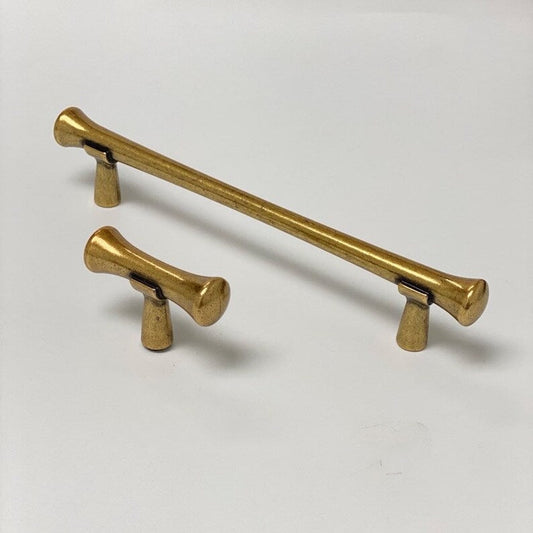 Hourglass "Tuscany" Drawer Pulls and Knobs in Antique Brass - Euro • Knobs