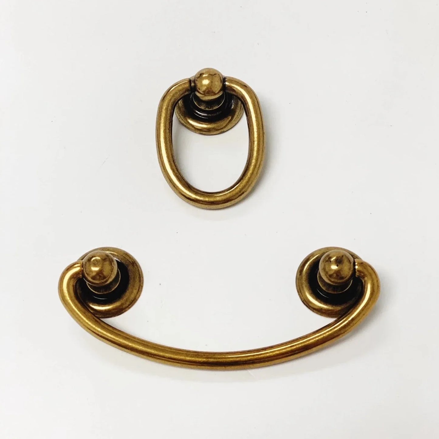 Brass Ring Pulls "Oval" Bail Drawer Pulls - Euro • Knobs