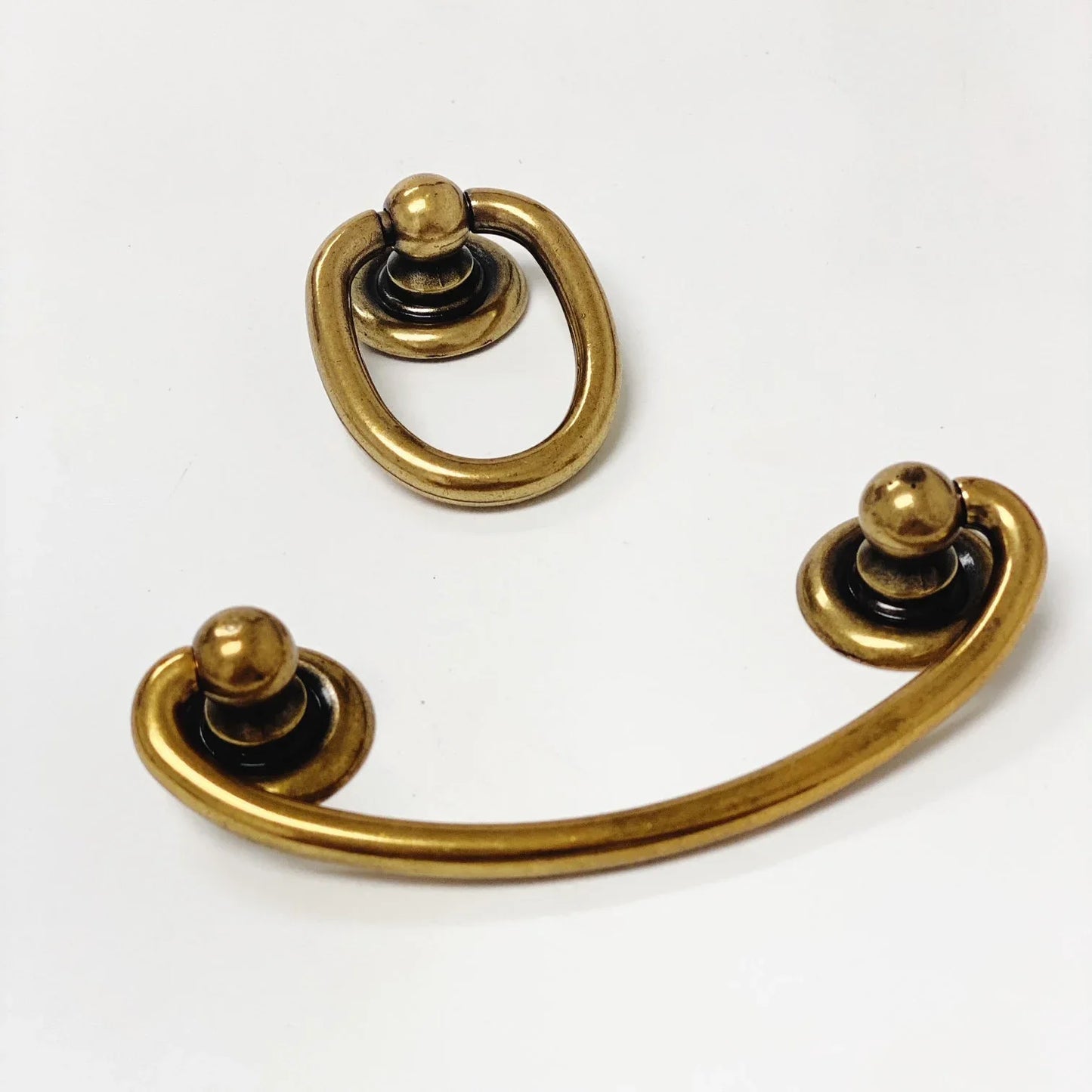 Brass Ring Pulls "Oval" Bail Drawer Pulls - Euro • Knobs