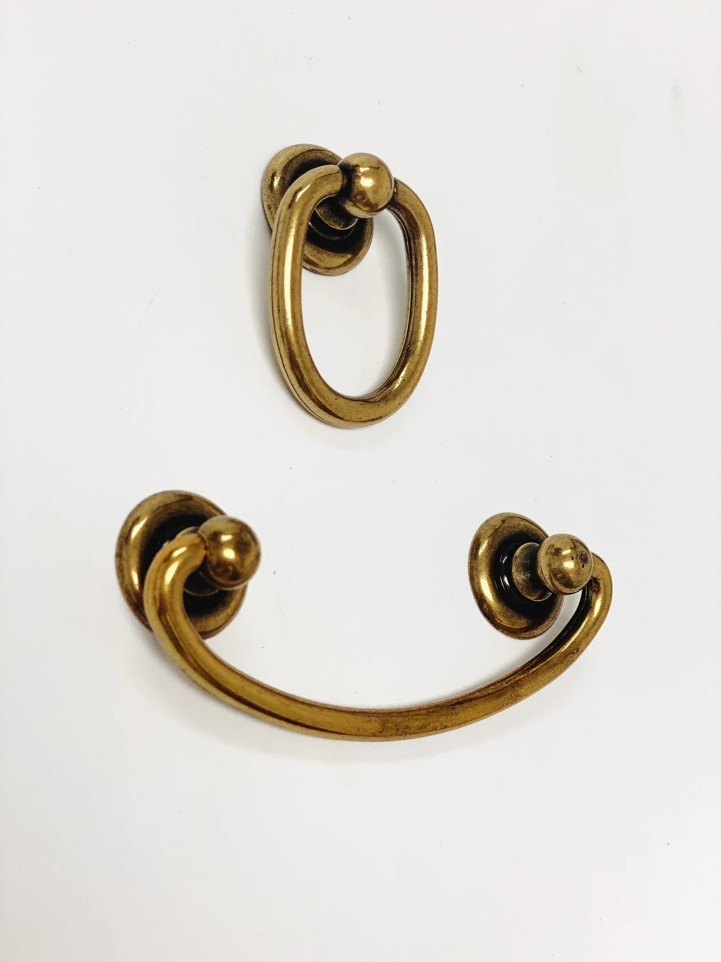 Brass Ring Pulls "Oval" Bail Drawer Pulls - Euro • Knobs