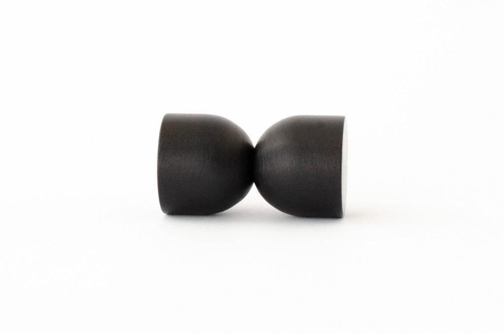 Matte Black "Double Cup" Cabinet Knob and Wall Hook - Euro • Knobs