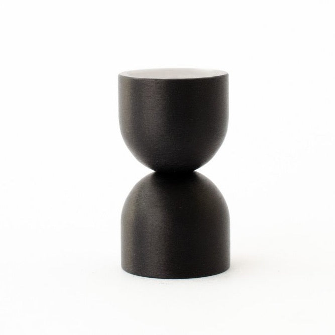 Matte Black "Double Cup" Cabinet Knob and Wall Hook - Euro • Knobs