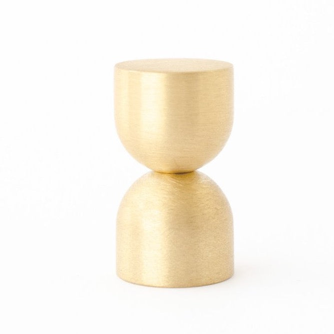 Unlacquered Brushed Brass "Double Cup" Cabinet Knob and Wall Hook - Euro • Knobs