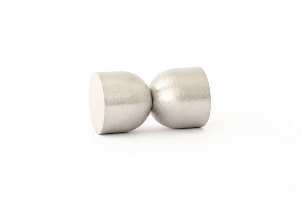 Brushed Nickel "Double Cup" Cabinet Knob and Wall Hook - Euro • Knobs