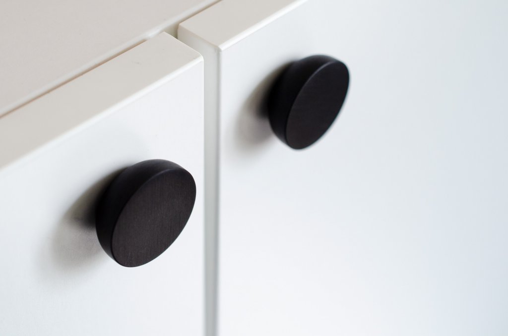 Matte Black "Bowl" Modern Round Cabinet Knob - Euro • Knobs