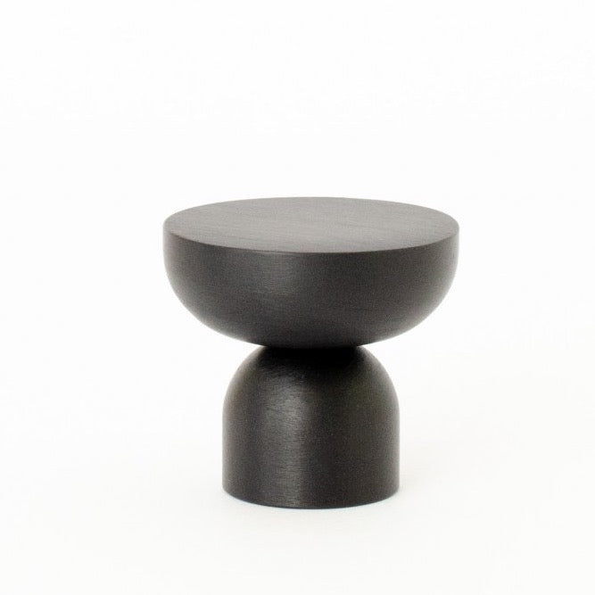 Matte Black "Raised Bowl" Round Cabinet Knob and Hook - Euro • Knobs