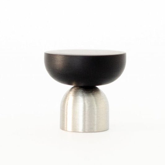 Nickel and Black "Raised Bowl" Round Cabinet Knob and Hook - Euro • Knobs