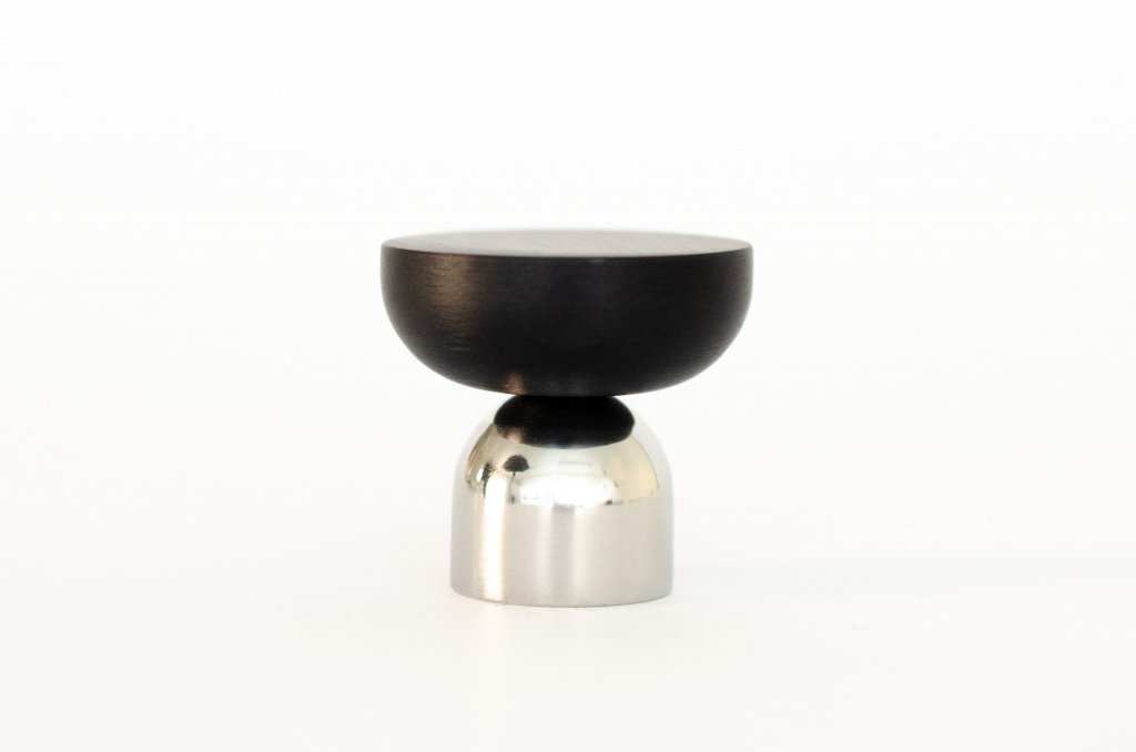 Nickel and Black "Raised Bowl" Round Cabinet Knob and Hook - Euro • Knobs